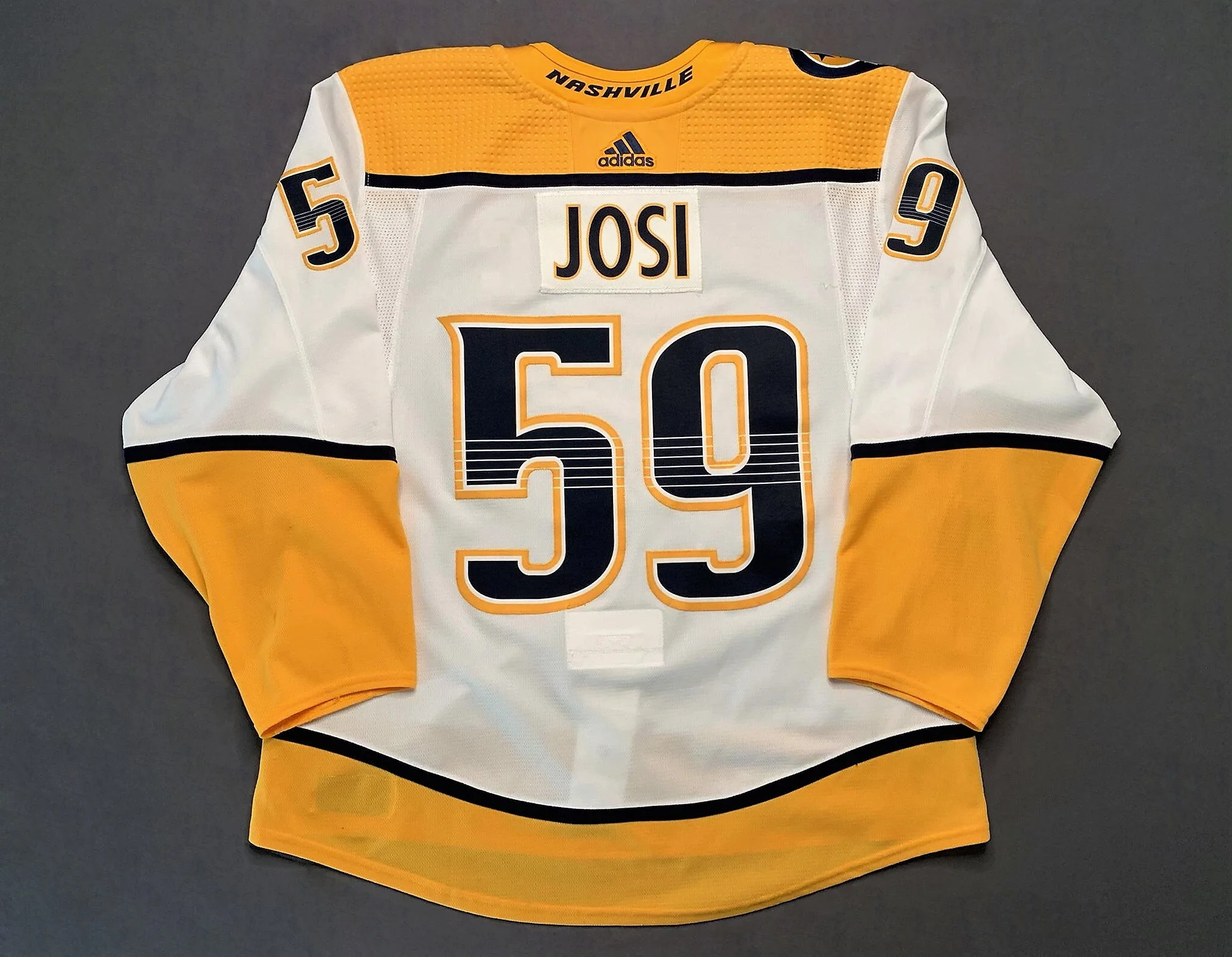 Roman Josi 2019 2020 Nashville Predators White Set 1 Game Worn Jersey Desert Hockey Threads